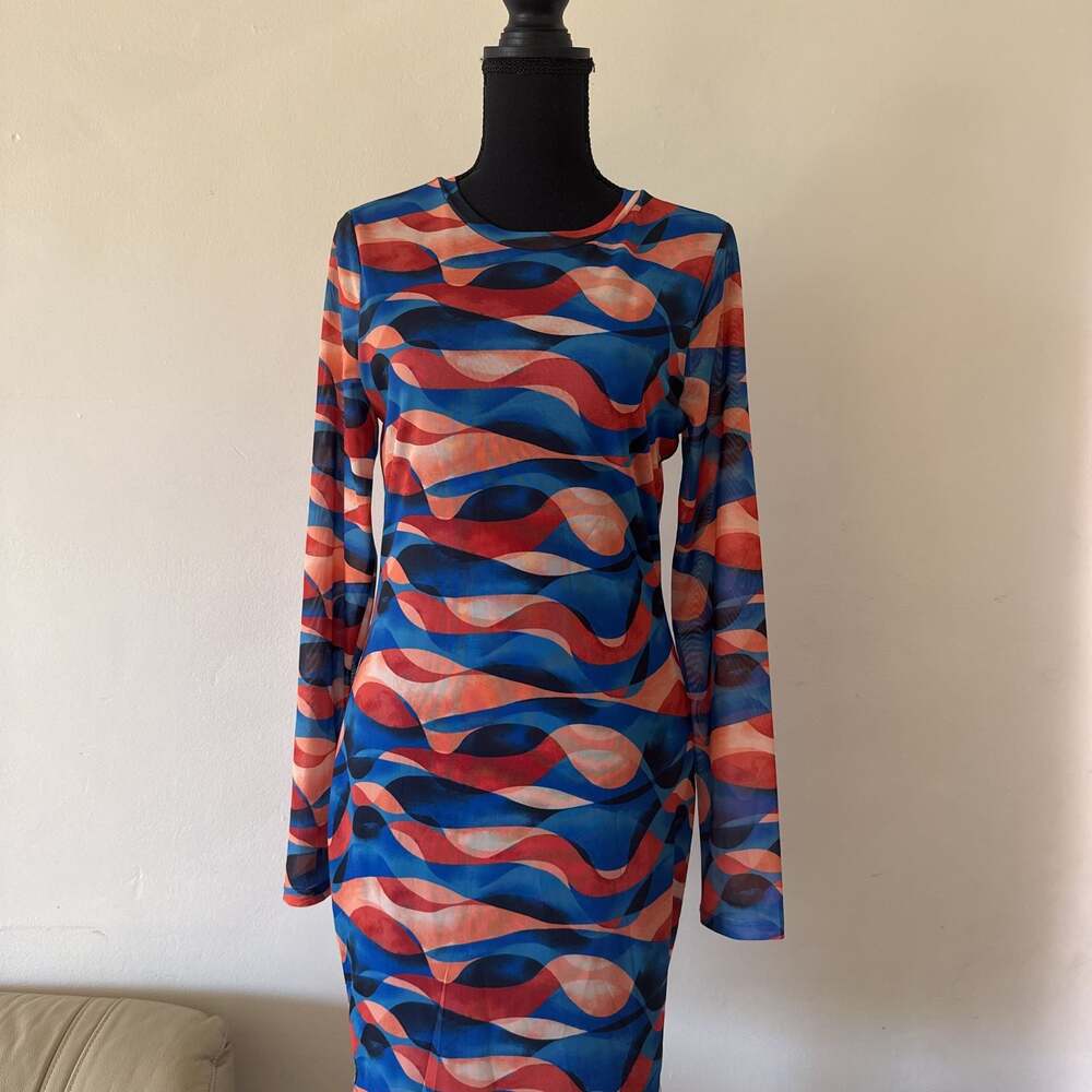 Forever 21 Abstract Print Mesh Bodycon Dress